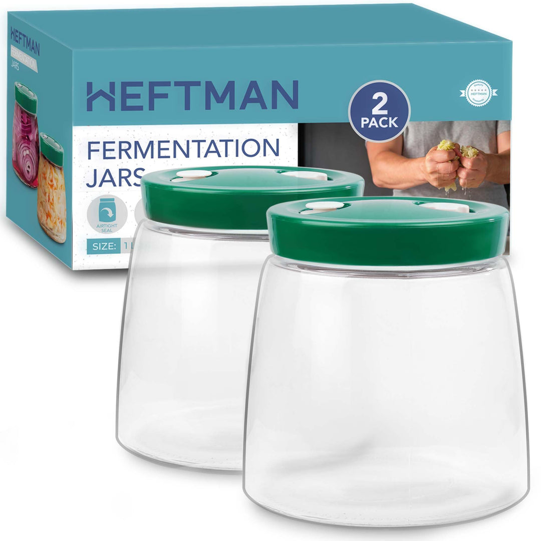 Gärglas mit Entlüftungsventil mit 1-Wege-Entlüftung - 1L 2er-Pack Lebensmittelecht Fermentierglas fü