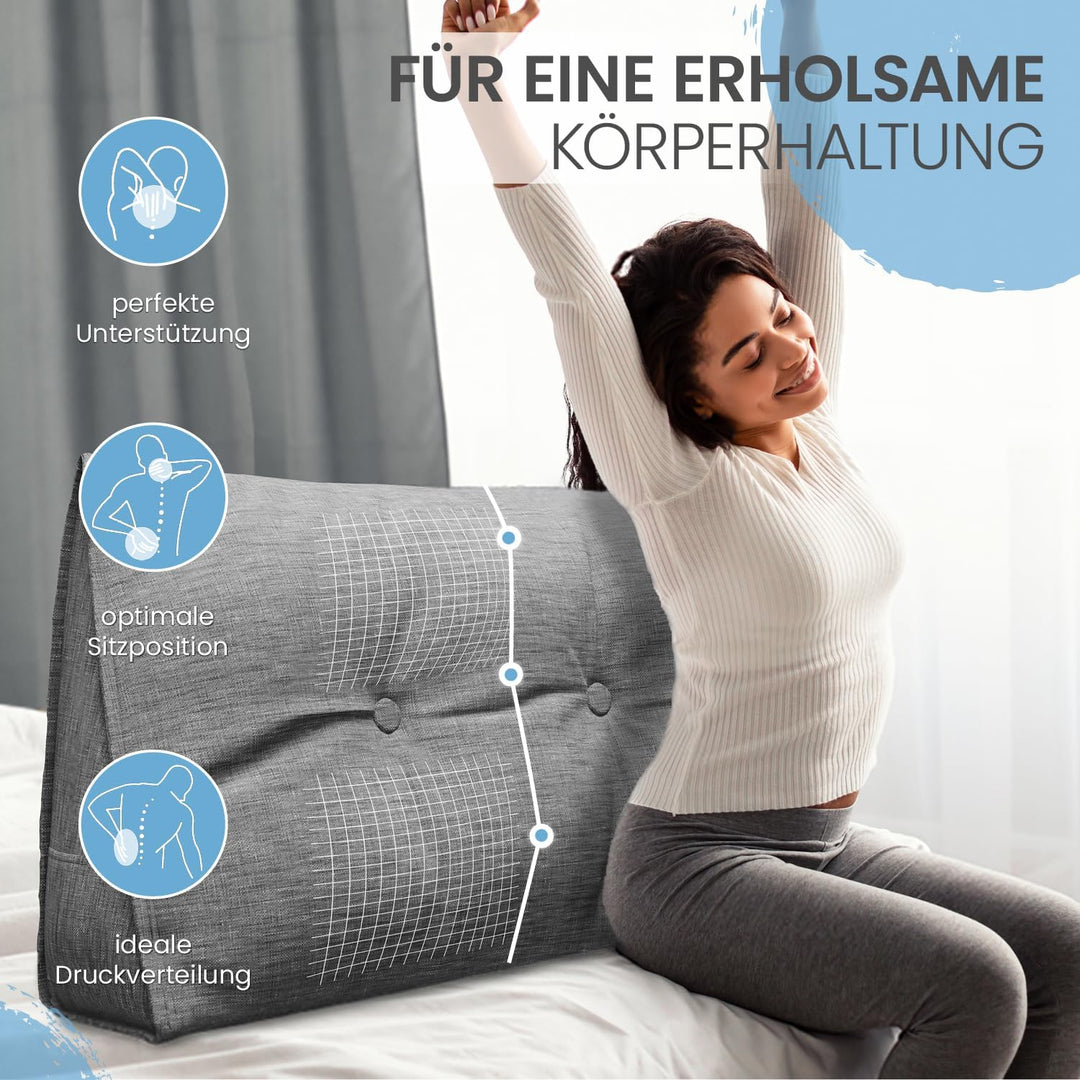 Rückenkissen, Bett-Rückenstütze Keilform, Rückenstützkissen, für Bett & Sofa, 100 cm breit, ideal fü