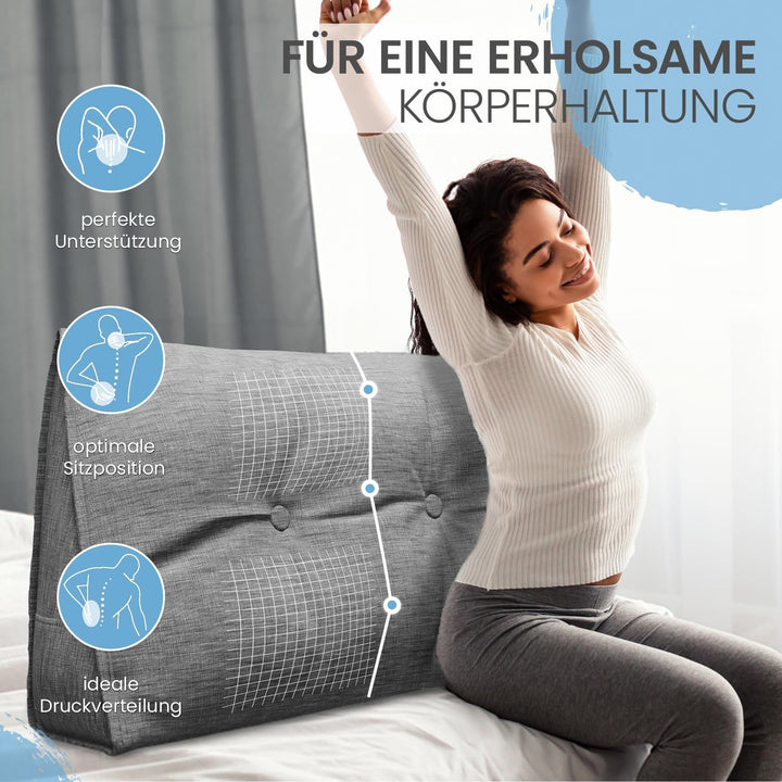 Rückenkissen, Bett-Rückenstütze Keilform, Rückenstützkissen, für Bett & Sofa, 100 cm breit, ideal fü
