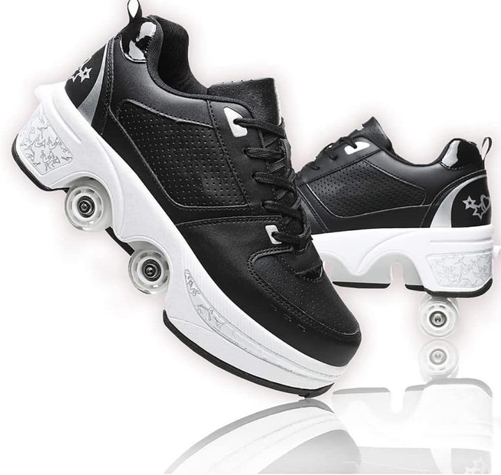 LDRFSE Schuhe mit Rollen, Rollschuhe Skateboard Schuhe Kinderschuhe Mit Rollen Skate Shoes Rollen Sc
