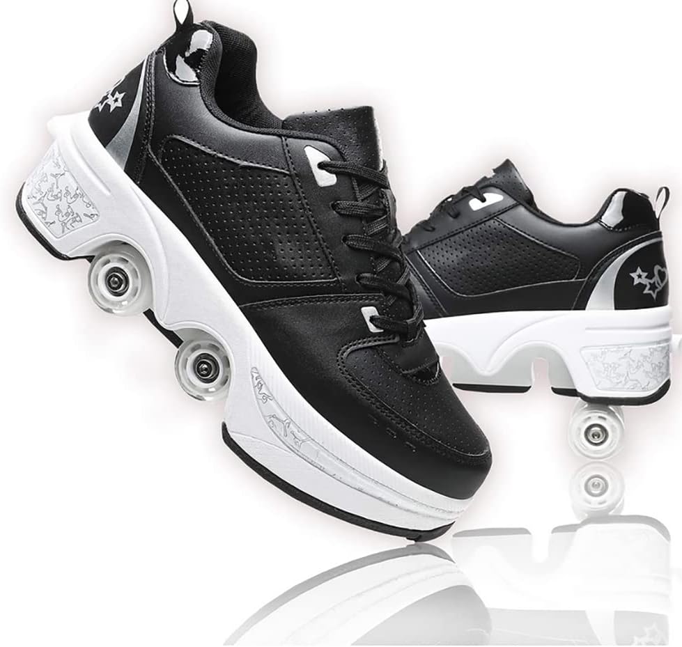 LDRFSE Schuhe mit Rollen, Rollschuhe Skateboard Schuhe Kinderschuhe Mit Rollen Skate Shoes Rollen Sc