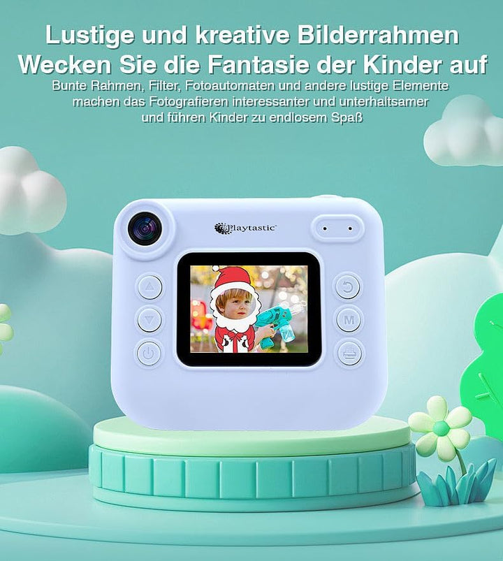 Kinderkamera: Kinder-Sofortbild-Kamera mit Selfie-Objektiv, 2"-Display, 48 MP, blau (Kamera mit Foto