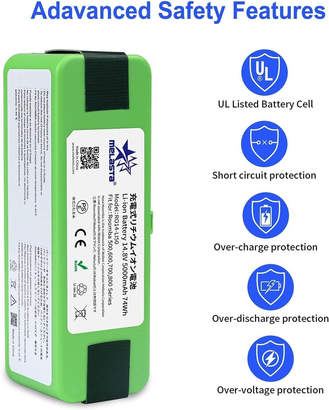 melasta 5000mAh Lithium-Ionen Ersatz Akku Kompatibel mit iRobot Roomba 500 600 700 800 Serie 880 890