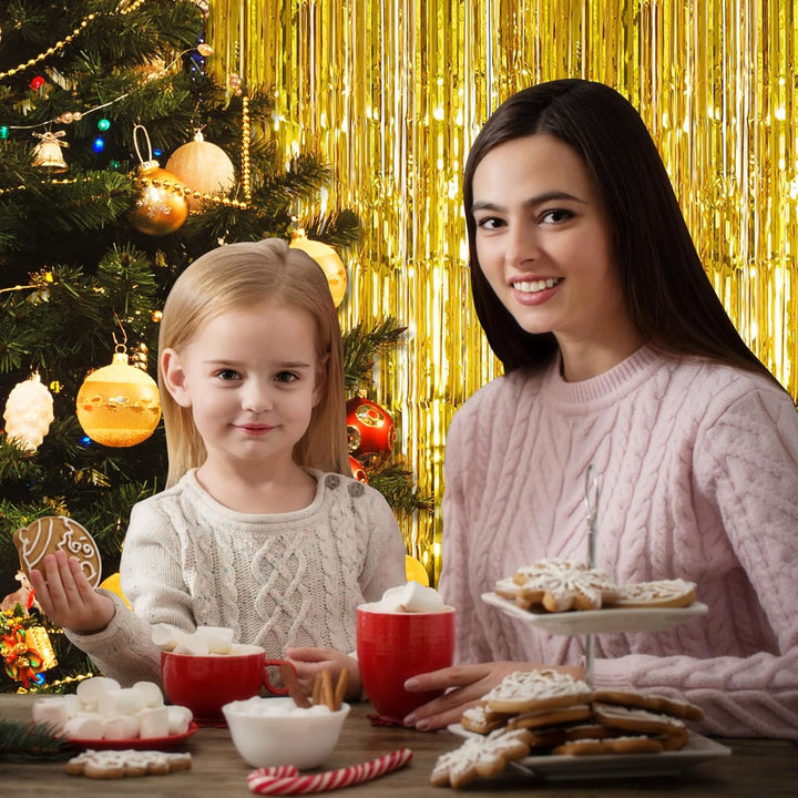 20 Stück Golden Lametta Vorhänge 1 x 2.5M Tinsel Curtain Folien Fransen Metallic Lametta Vorhange Go