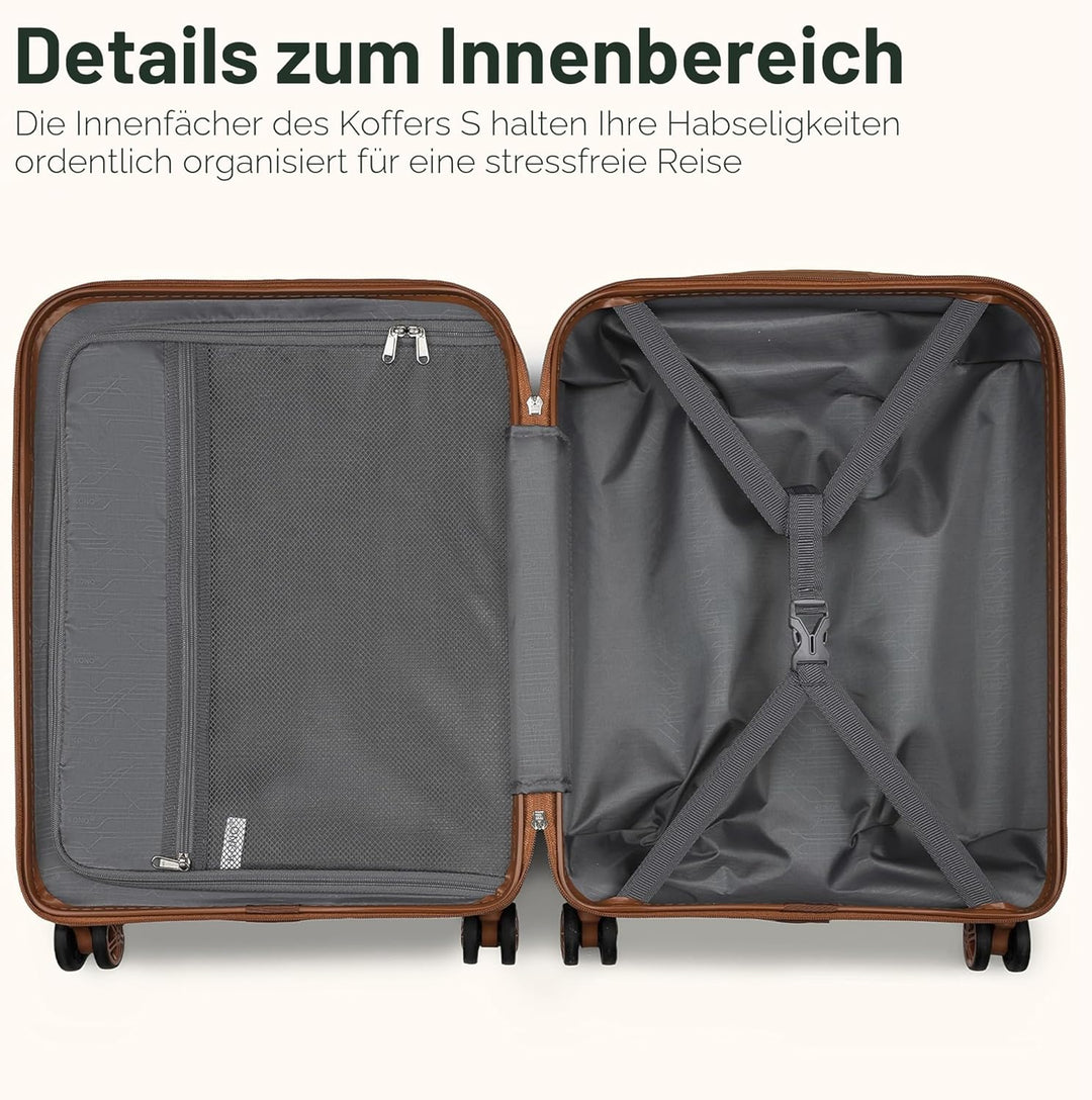 KONO Koffer Trolley Handgepäck Koffer Hartschalenkoffer aus ABS+PC leicht Reisekoffer mit 4 Rollen T