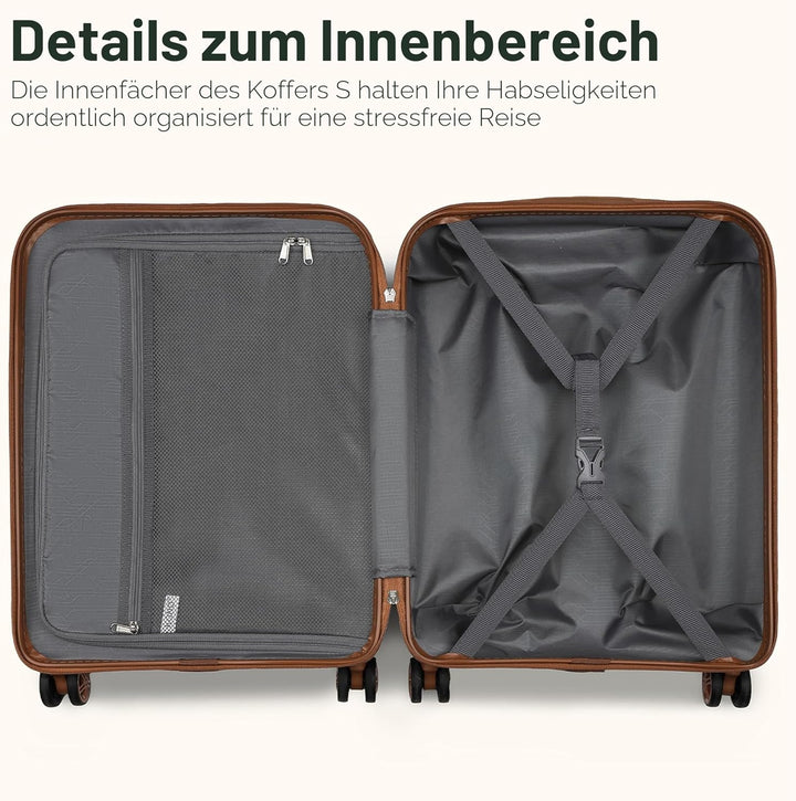 KONO Koffer Trolley Handgepäck Koffer Hartschalenkoffer aus ABS+PC leicht Reisekoffer mit 4 Rollen T
