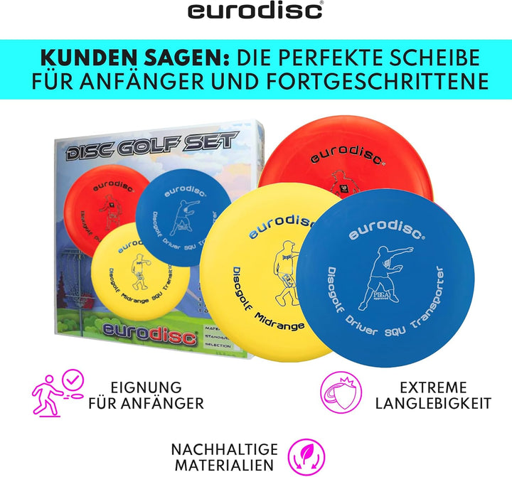 Eurodisc Disc Golf Einsteiger-Starterset SQU ROT Putter Midrange Driver PDGA approved