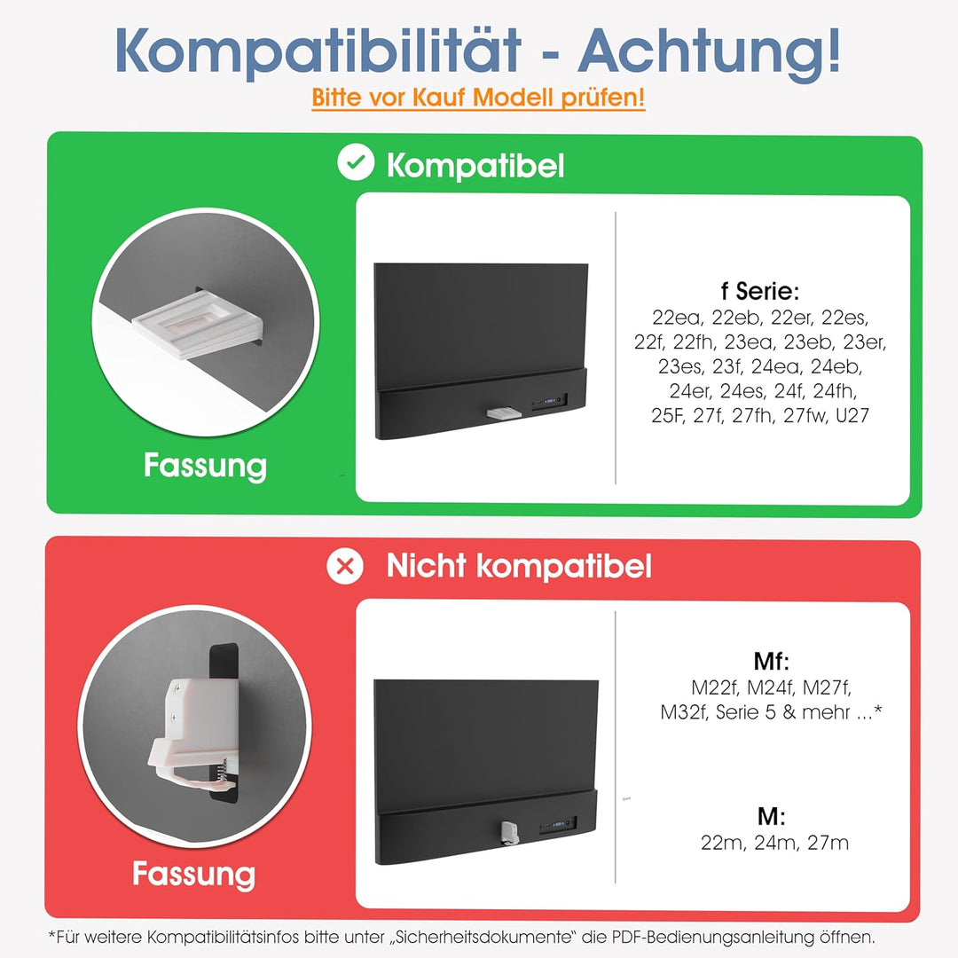 3idee VESA Adapter, VESA Mount kompatibel mit HP Monitor (22f, 22es, 22ea, 24f, 24es, 24er, 24ea, 27