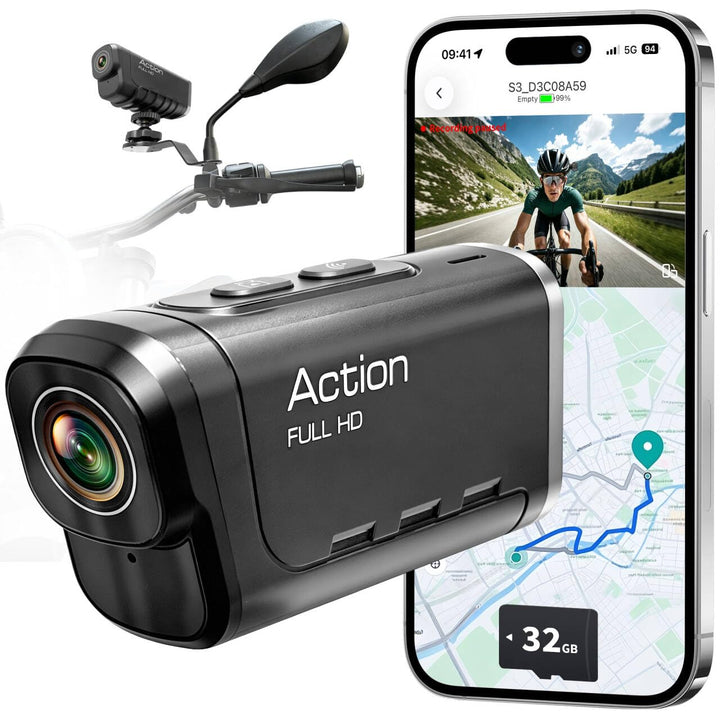 Action Cam 4K+1080P,Dashcam Motorrad,120° Weitwinkel Helmkamera Motorrad,Dashcam Auto vorne hinten m