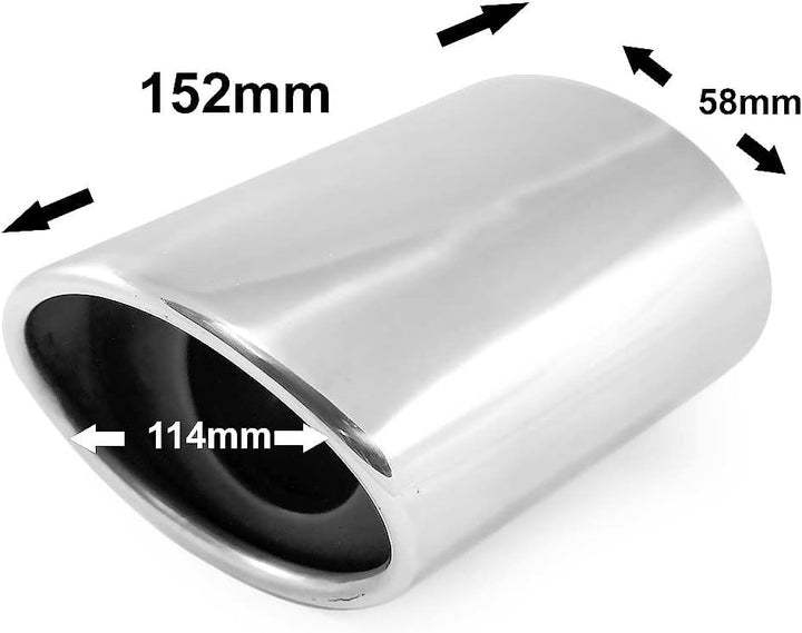 Auspuffblende Endrohr Auspuff Universell Schalldampf Edelstahl Oval bis 53mm Chrom AutoHobby