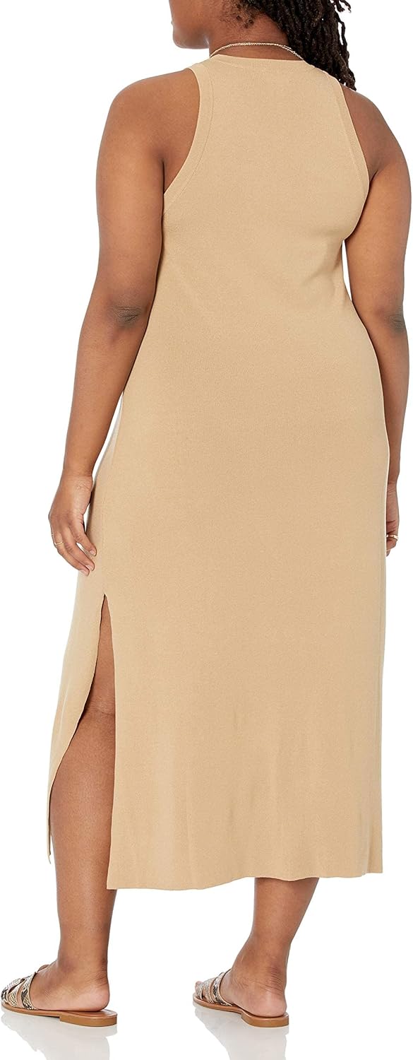 The Drop Damen Gabriela Maxikleid mit Hohem Halsausschnitt, A-Linie, Seitenschlitz Dresses, S Curds