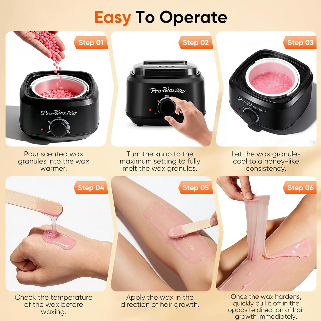 Waxing Set Frauen mit Wachswärmer &amp; Silikon-Schale, Wachs Haarentfernung Set mit 400g Wachsperlen, W