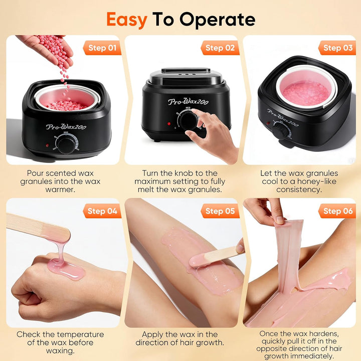 Waxing Set Frauen mit Wachswärmer &amp; Silikon-Schale, Wachs Haarentfernung Set mit 400g Wachsperlen, W