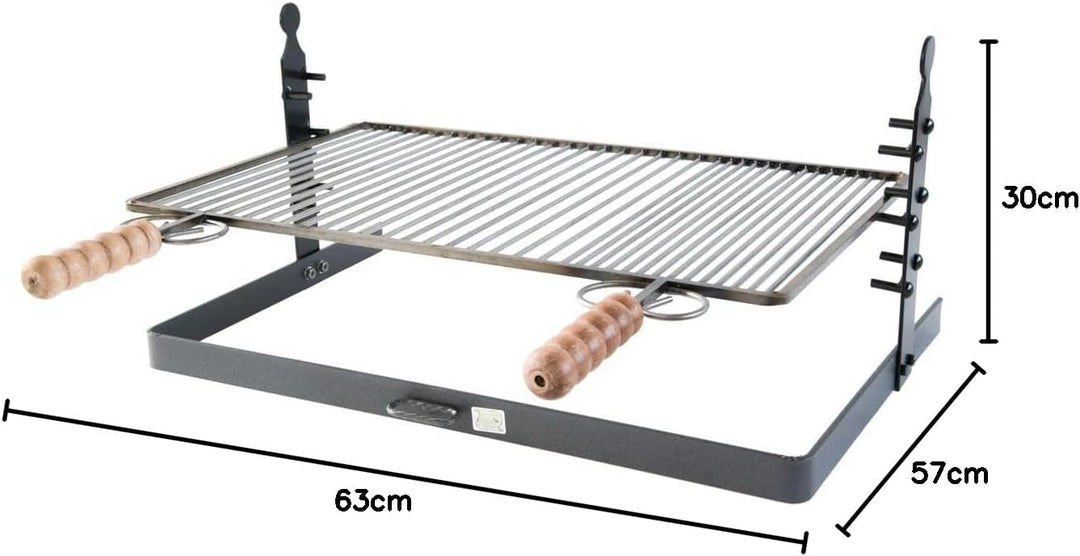 Grillpfanne mit Standfuss und verstellbarer Höhe 60 x 37 cm