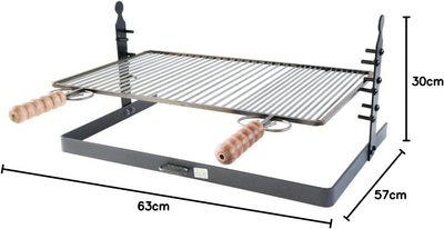Grillpfanne mit Standfuss und verstellbarer Höhe 60 x 37 cm