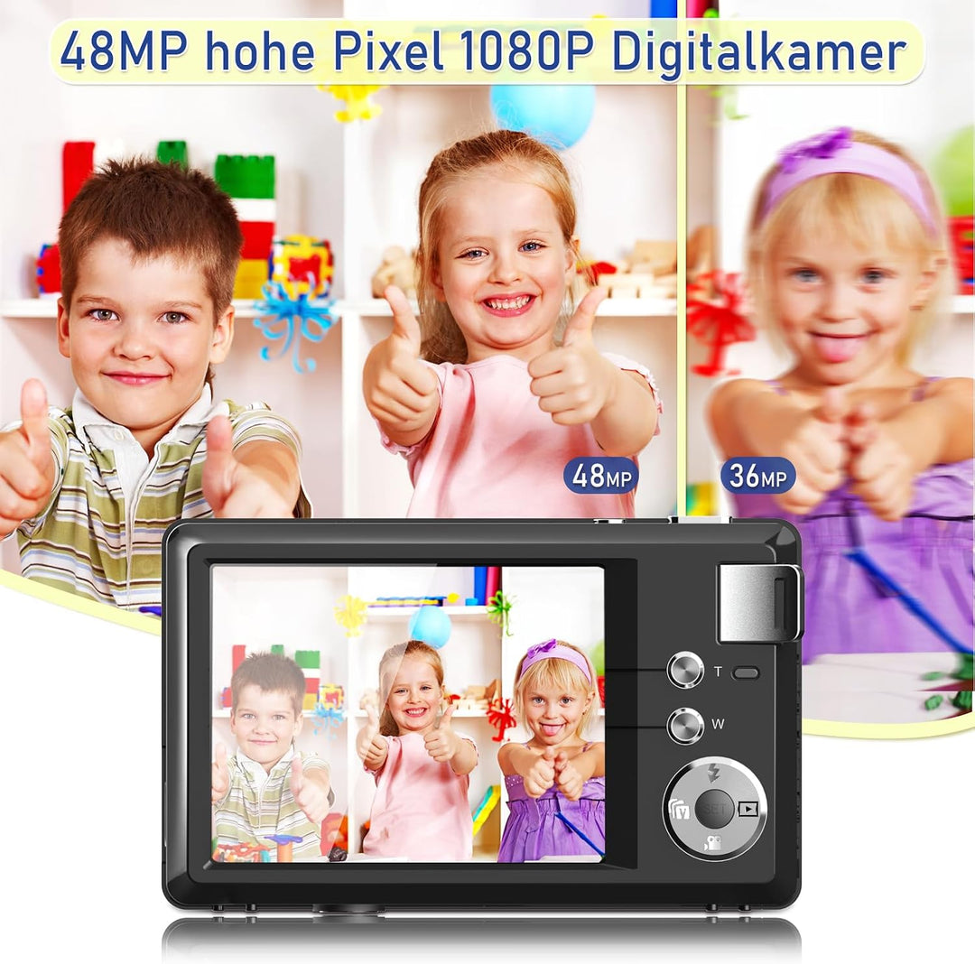 Digitalkamera, 48MP 1080P Full HD-Kamera, 32GB TF-Karte, 3,0-Zoll-Bildschirm, tragbare Kompaktkamera