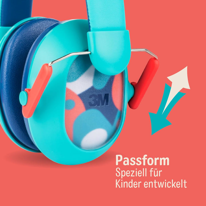3M Gehörschutz für Kinder PKIDSP-TEAL-E, Ohrenschützer zum Schutz bei lauter Umgebung (87-98 dB), Lä