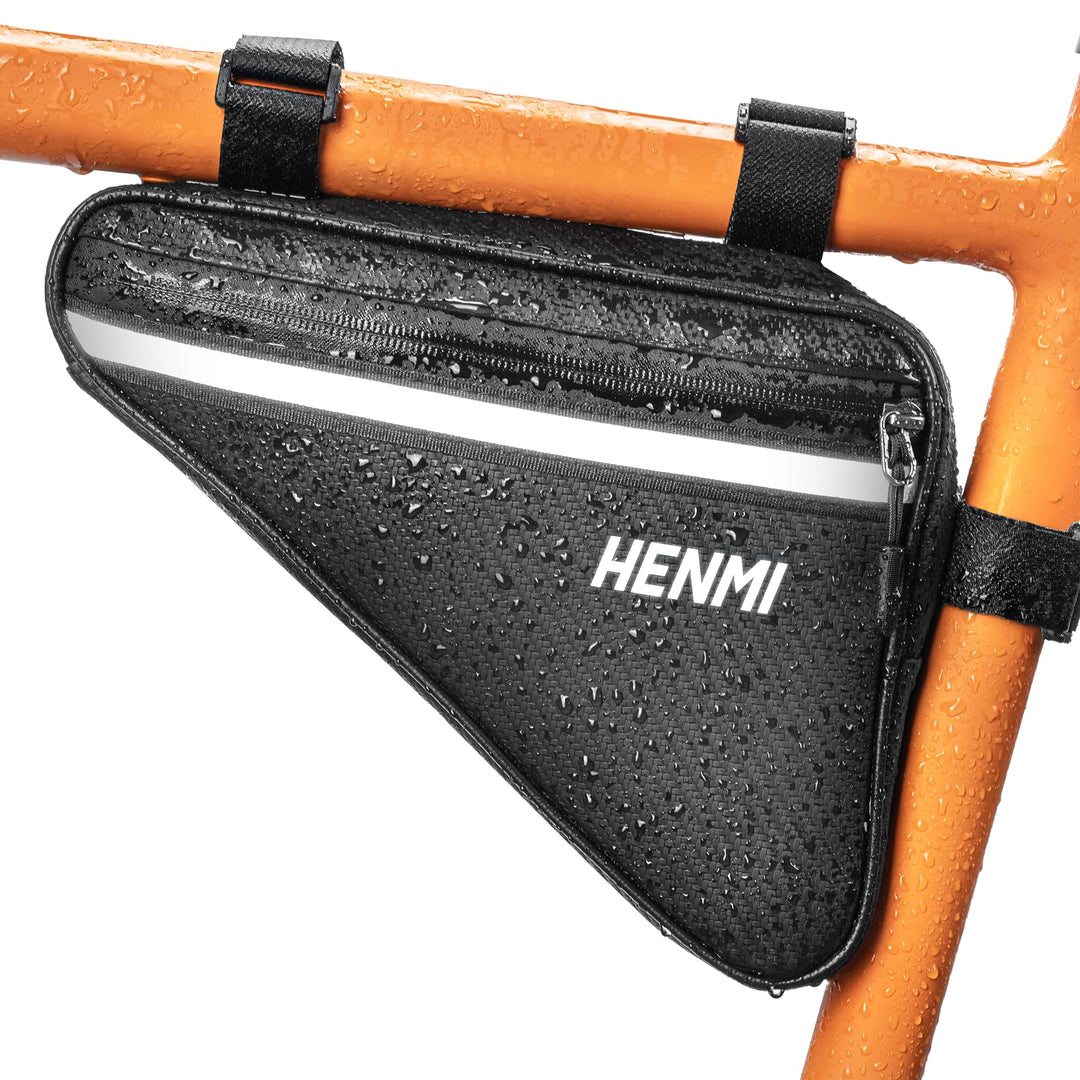 HENMI Fahrradtasche Rahmen, Dreieckstasche Fahrrad Wasserdicht Reflektierend, Rahmentasche für Handy