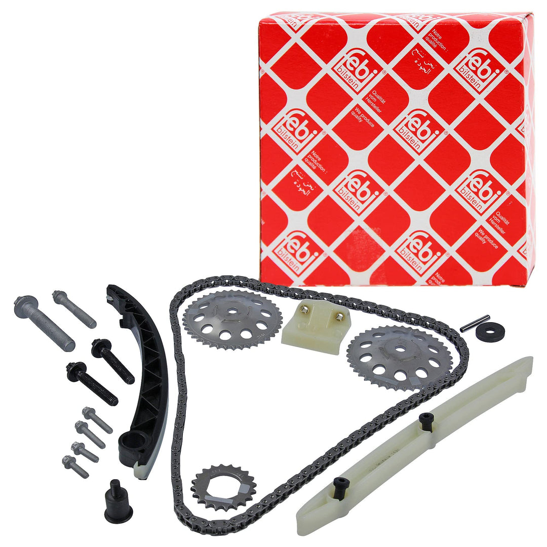 febi bilstein 33082 Steuerkettensatz für Nockenwelle, mit Gleitschienen und Kettenspanner , 1 Stück