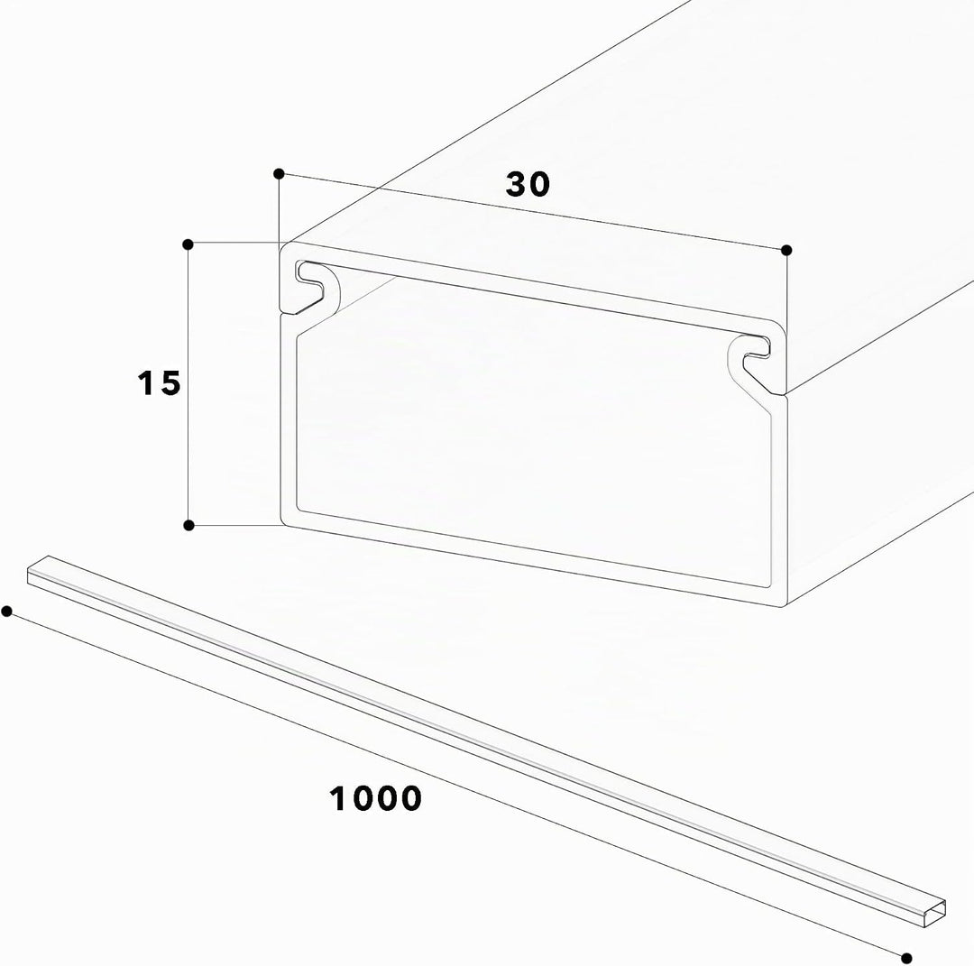 Habengut Kabelkanal (mit Montagelochung im Boden) 30x15 mm aus PVC, Farbe: Grau, Länge 4 m (4 x 1 m