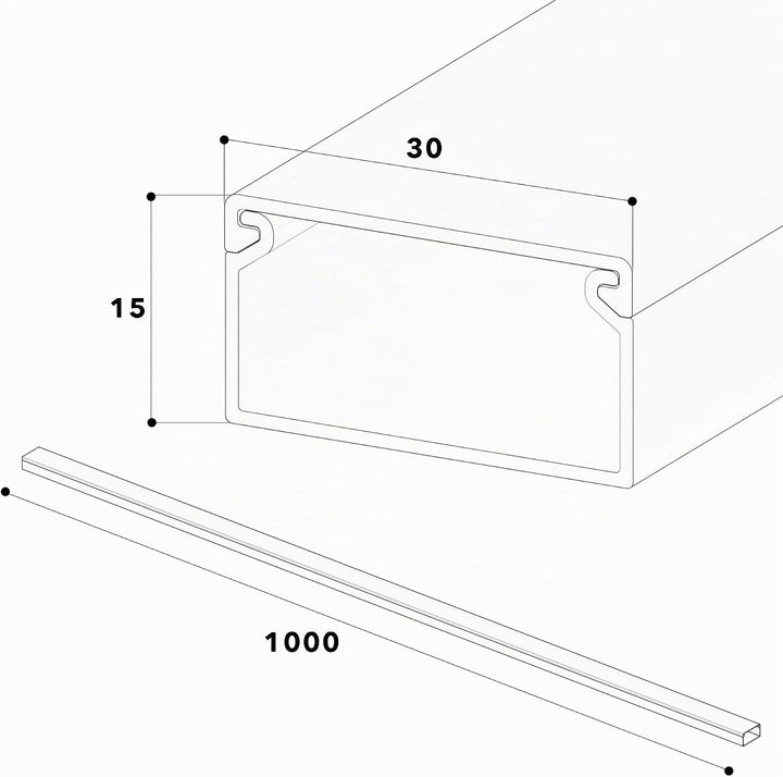 Habengut Kabelkanal (mit Montagelochung im Boden) 30x15 mm aus PVC, Farbe: Grau, Länge 4 m (4 x 1 m
