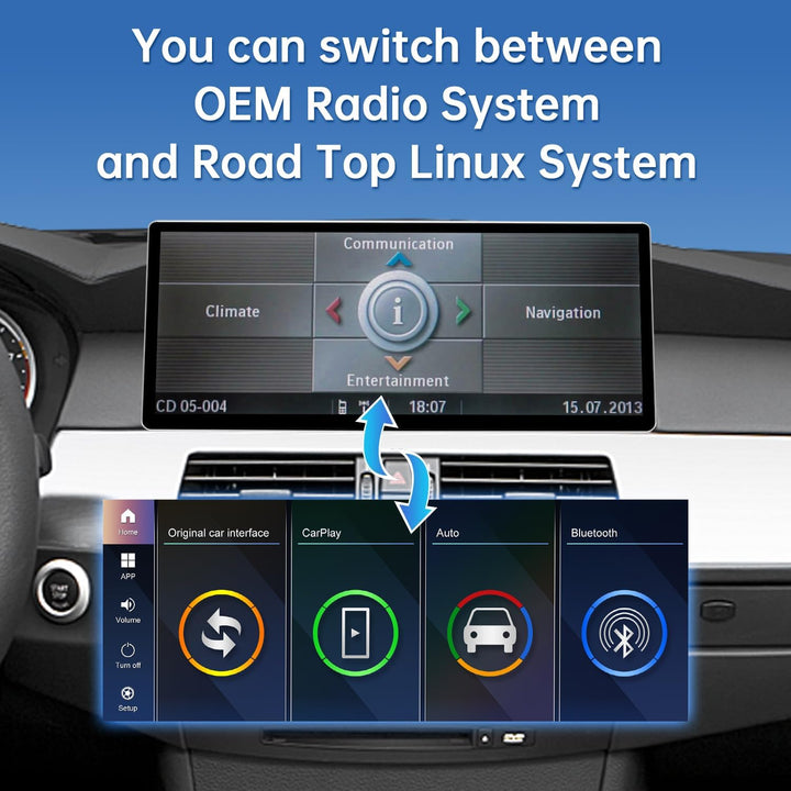 Road Top Autoradio 12,3 Zoll CarPlay Bildschirm für BMW 5er E60/E61 mit CCC | für BMW 5er E60/E61 mi