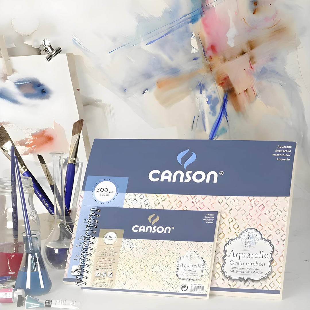 Canson Aquarelle Canson Block rundumgeleimt, 31 x 41 cm, 20 Blatt, 300 g/m², Feinkorn
