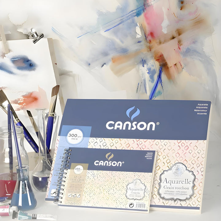 Canson Aquarelle Canson Block rundumgeleimt, 31 x 41 cm, 20 Blatt, 300 g/m², Feinkorn