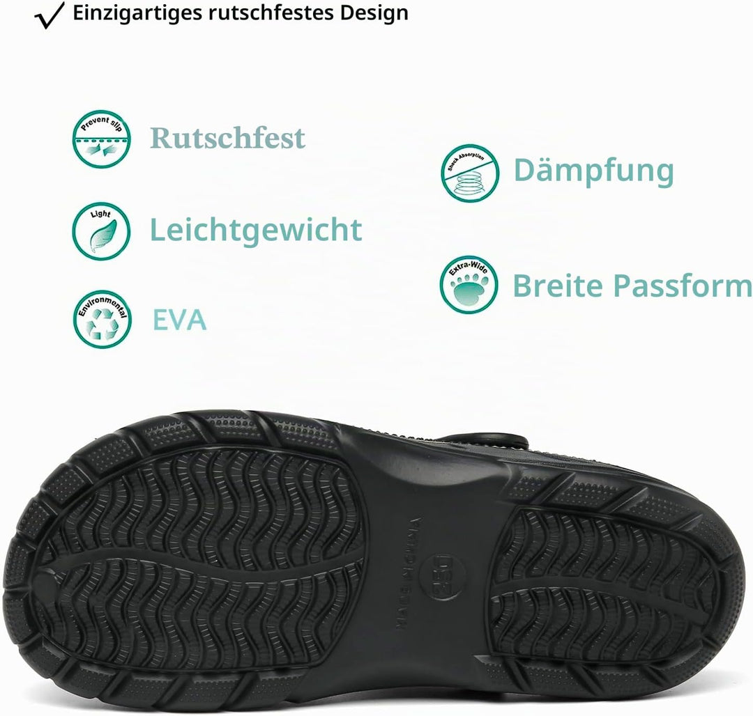 Unisex Clogs Pantoletten Sommer Hausschuhe Strand Sandalen Gartenschuhe mit Fussbett aus Weichem 36/