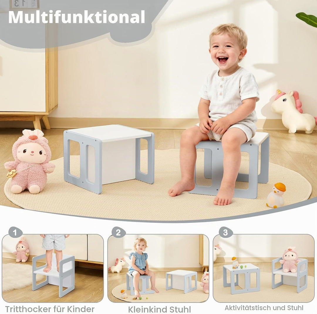 FUNLIO Höhenverstellbarer Montessori Entwöhnungsstuhl für Alter 1-3, Qualitätsstuhl aus Massivholz,