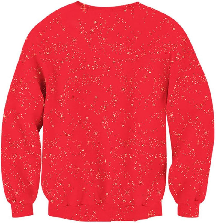 Freshhoodies Unsiex Weihnachten Pullover Lustige 3D Gedruckt Langarm Weihnachten Jumper Weihnachtspu