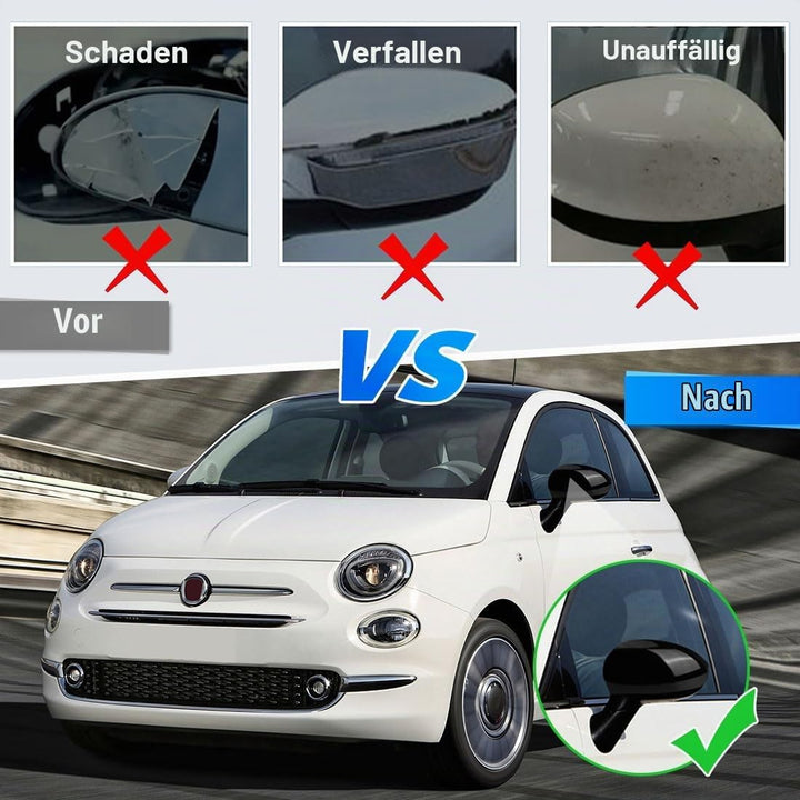 Opaltool 1 Paar Auto Rückspiegel Abdeckung Ersatz für Fiat 500 500C 500E 2007-2024, Aussenspiegel Sp