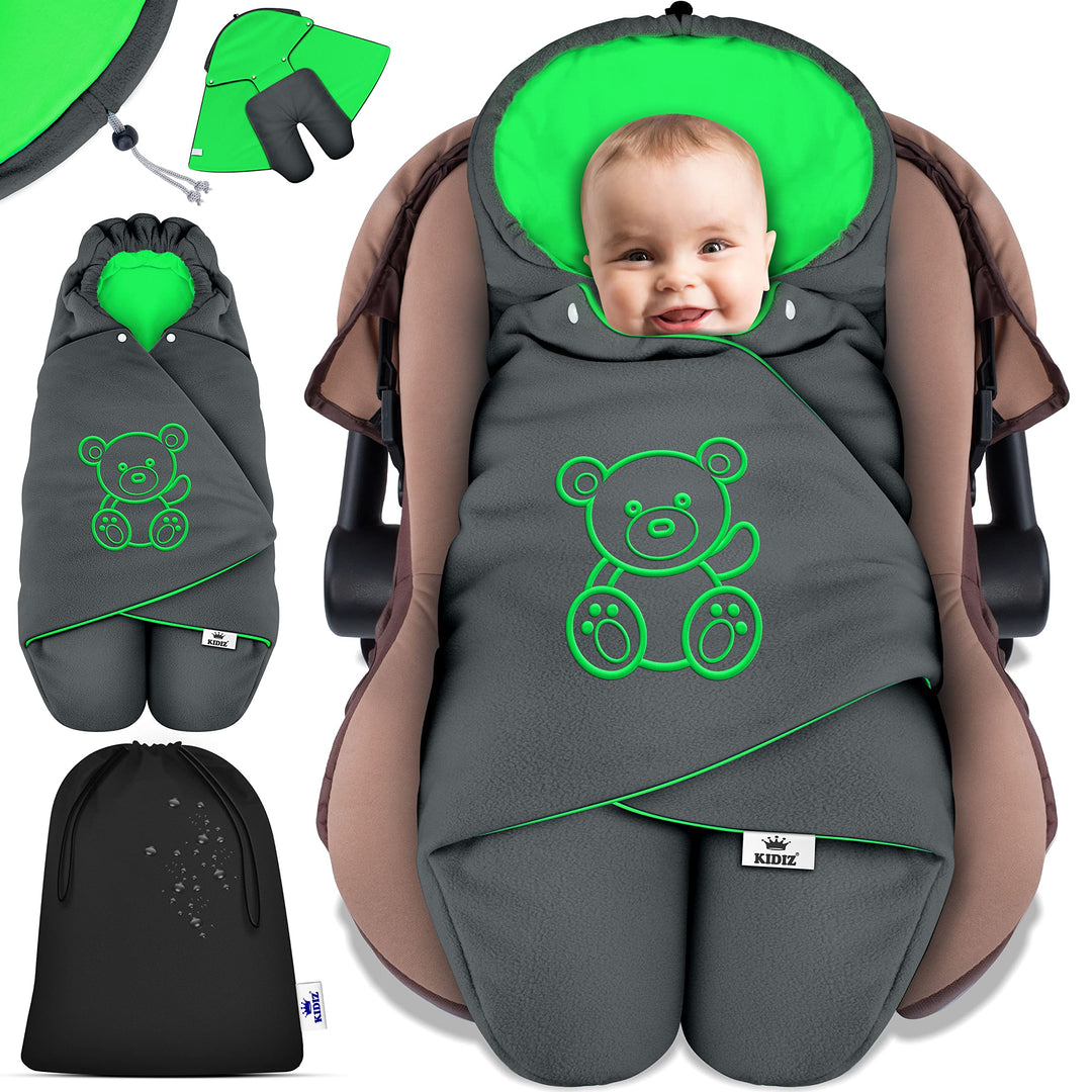 KIDIZ® Baby Einschlagdecke Babyschale Winter Herbst Babydecke mit Tasche Universal Fusssack kompatib