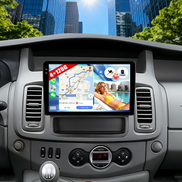 CAMECHO 4G+128G Android 15 Autoradio für Opel Vivaro A 87R/Renault Trafic II Nissan Primastar mit Ca