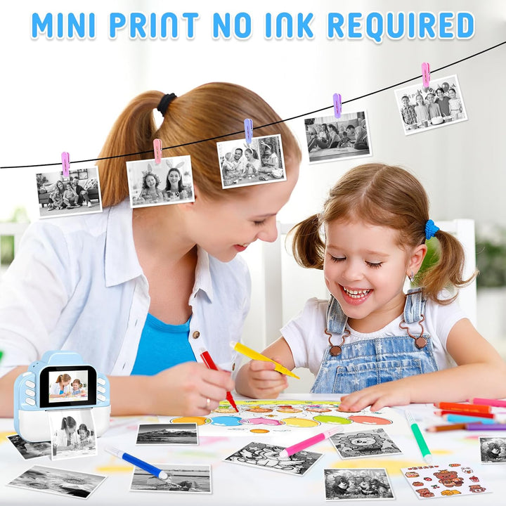 Sofortbildkamera Kinder, 48MP 2.4 Zoll Bildschirm Kinderkamera Sofortbildkamera mit 32G Karte, Druck