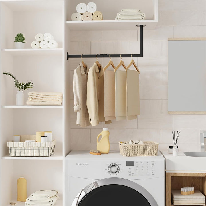 Yawinhe Industrierohr Kleiderstangen für die Wand, Garderobenstange L-Form, Abnehmbare Kleiderstände