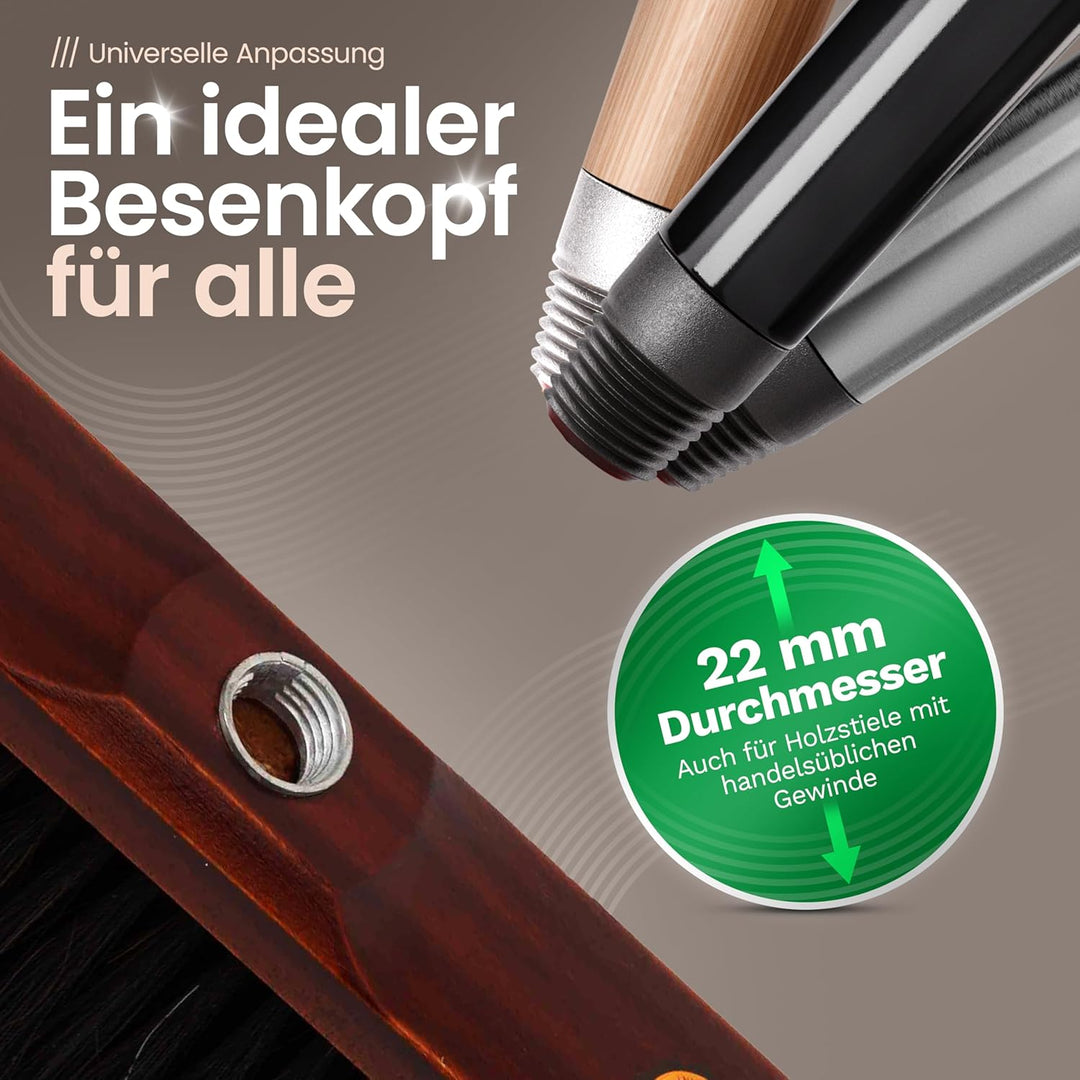 Novaliv Zimmerbesen mit Stiel ROSSHAAR Mischung Besen weiche Borsten Schrankbesen mit Teleskopstiel