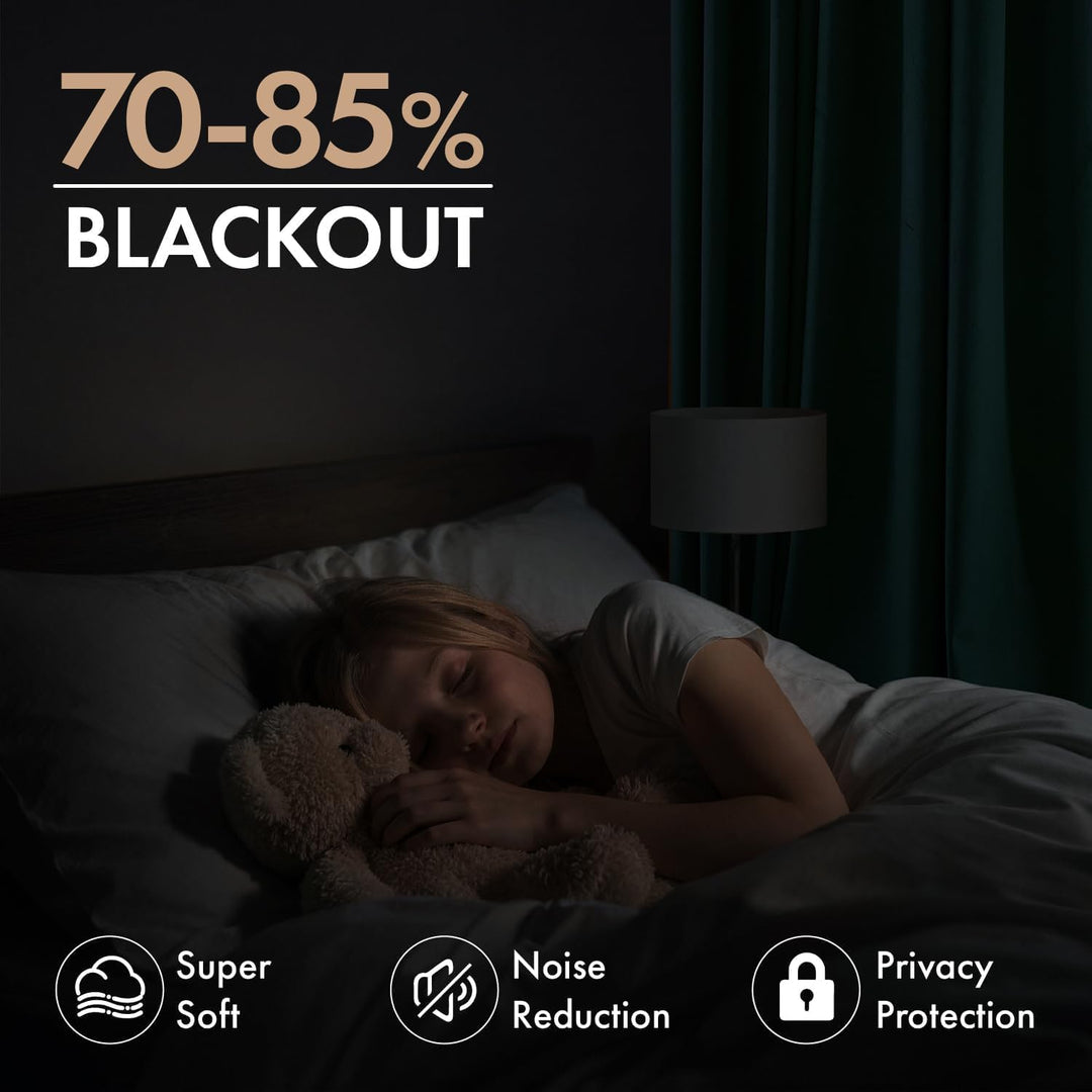 Woaboy Samtvorhänge Verdunkelungsvorhang Gardinen Samt mit Ösen Blickdicht für Wohnzimmer Blackout C