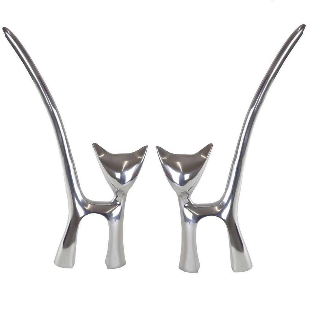 n-f GmbH Wanddeko Katzen 52x27x4cm Aluminium poliert Wandobjekt Katzenfiguren Skulpturen