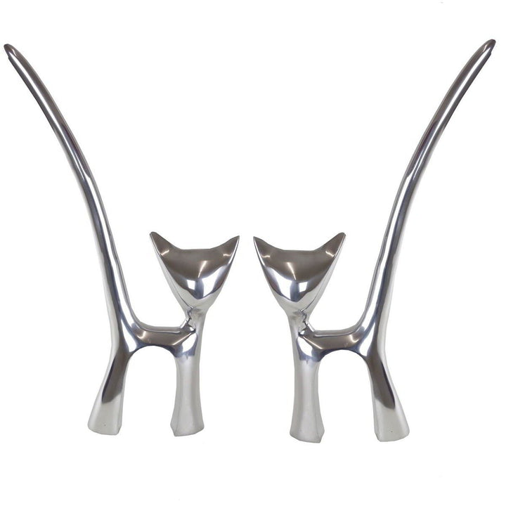n-f GmbH Wanddeko Katzen 52x27x4cm Aluminium poliert Wandobjekt Katzenfiguren Skulpturen