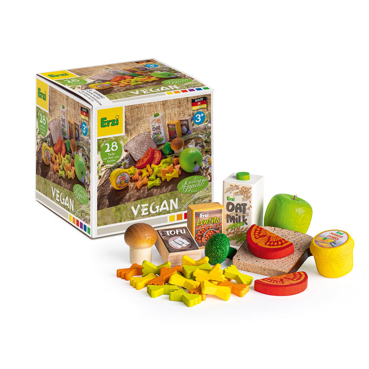Erzi 28144 Sortierung Vegan aus Holz, Kaufladenartikel für Kinder, Rollenspiele