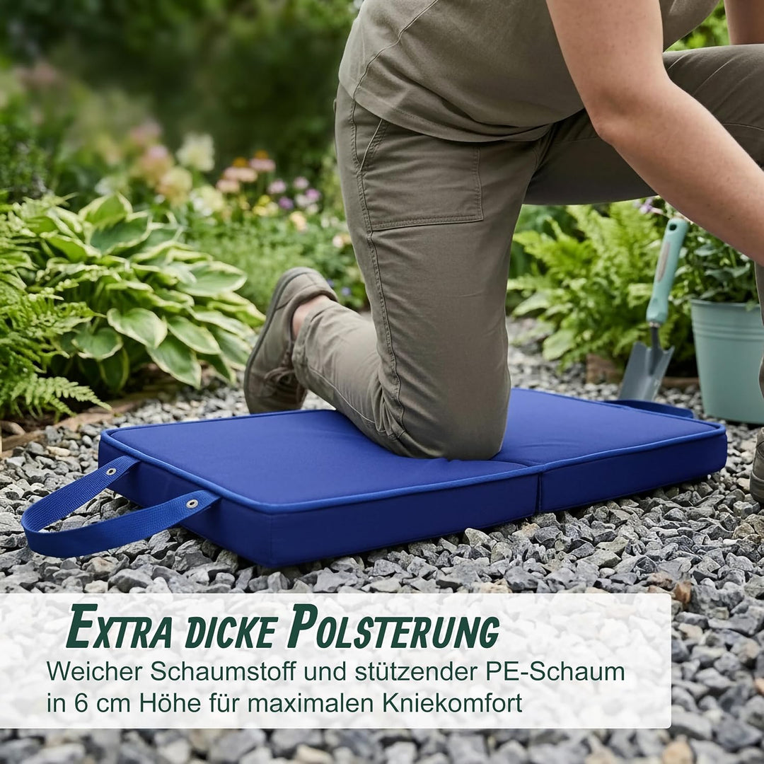 Relaxdays Kniekissen, faltbar, Garten, Werkstatt, Yoga, dunkelblau | Schaumstoff, Tragegriffe, HBT: