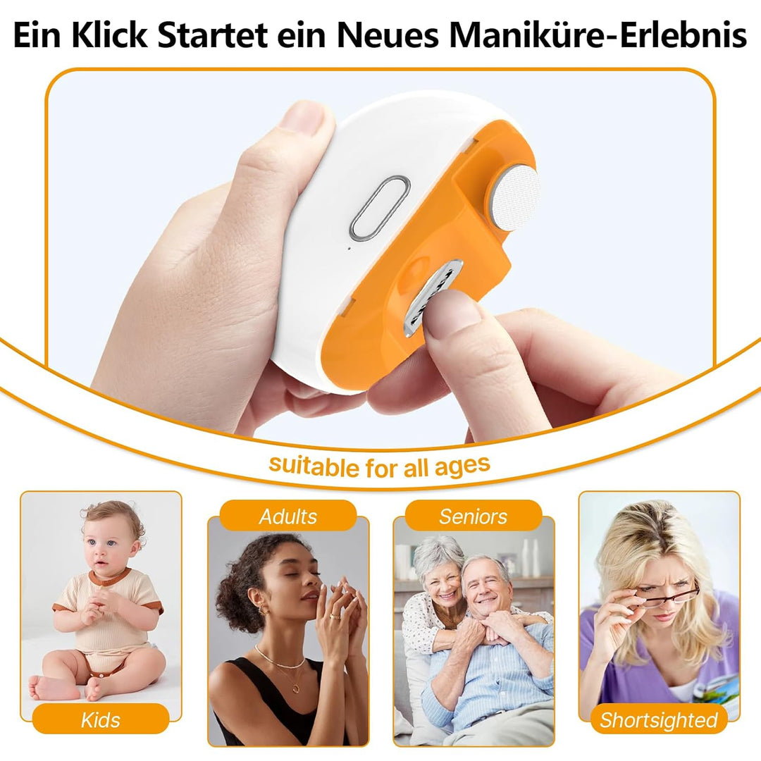 2026 Upgrade Elektrischer Nagelknipser, 2 in 1 Elektrische Nagelfeile Schneiden Feilen & Polieren, 2