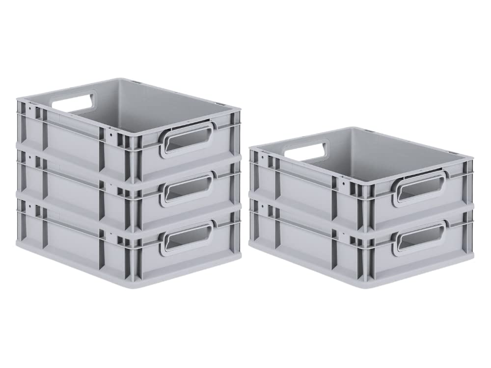 PROREGAL SuperSparSet 5x Eurobox NextGen Grip | HxBxT 12x30x40cm | 11 Liter | Griffe offen | Glatter