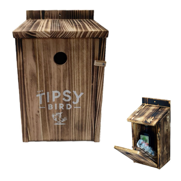 Vogelhaus Schnapsbar Holz mit Gläsern & Befestigung – Lustiges Männergeschenk zum Geburtstag, Vatert
