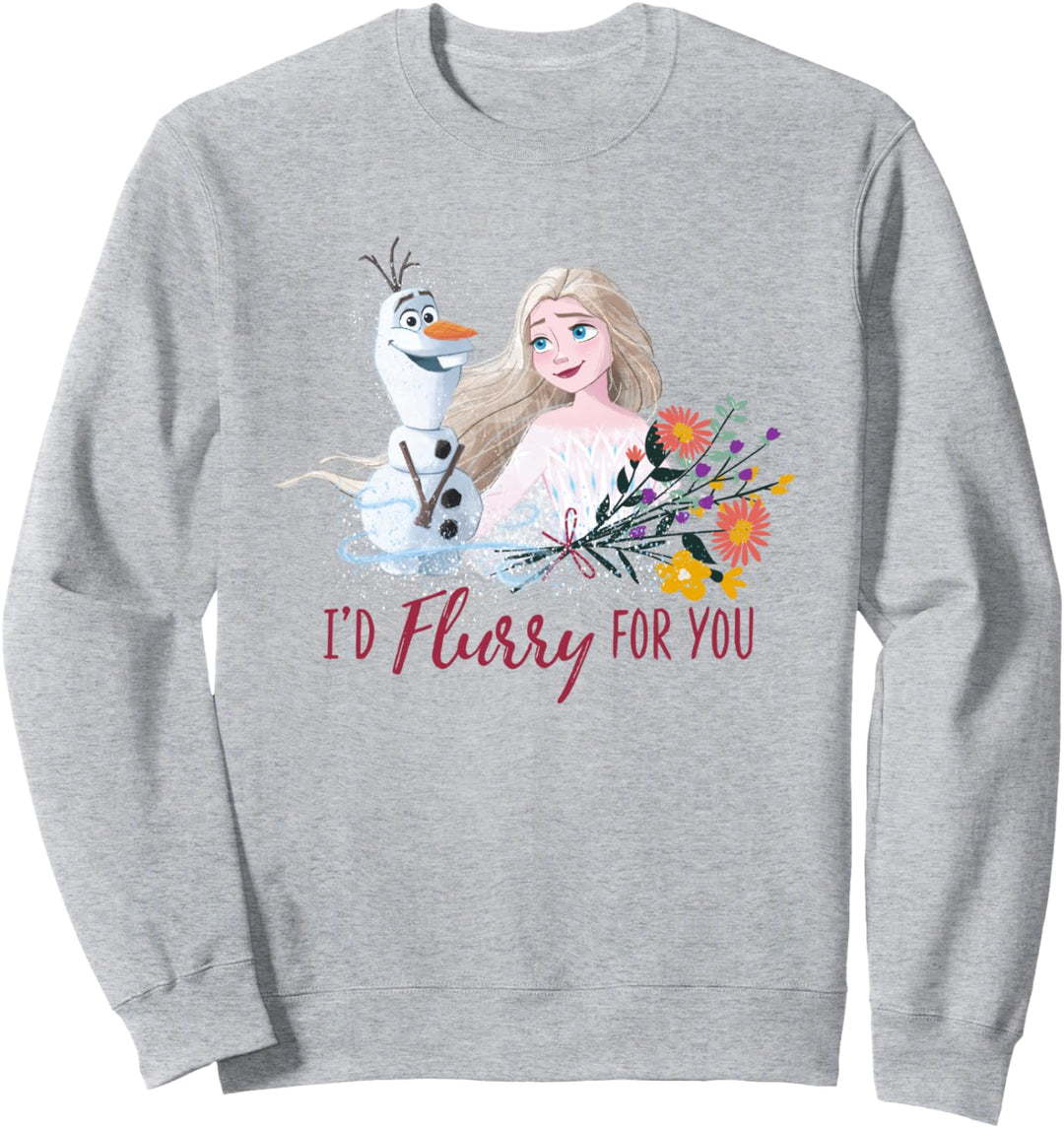 Disney Frozen Valentine's Day Olaf, I'd Flurry For You Elsa Sweatshirt