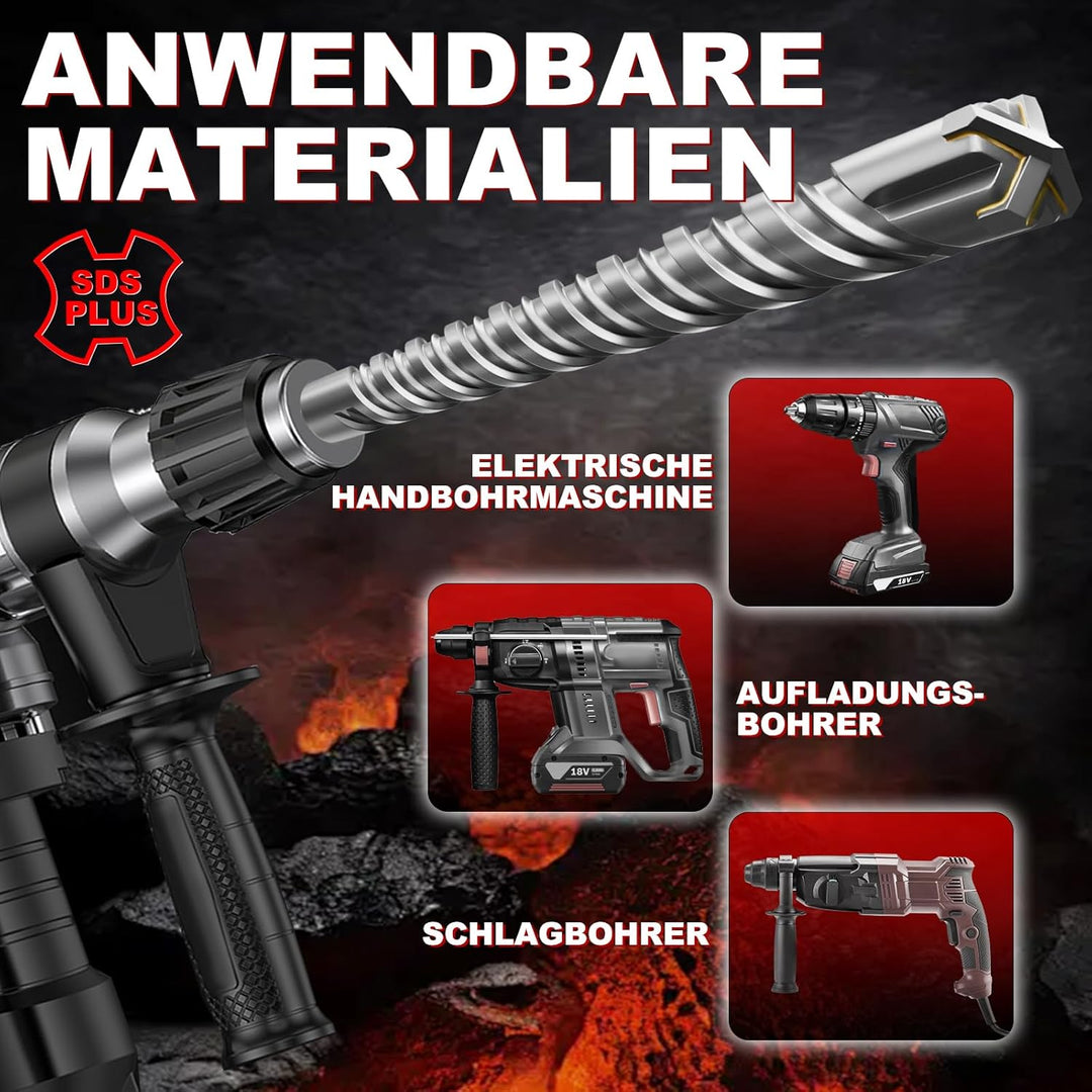 METOTY SDS Plus Bohrer 18mm×460mm，Steinbohrer,Hammerbohrer,Betonbohrer,Für Stein,Beton,Naturstein,Zi