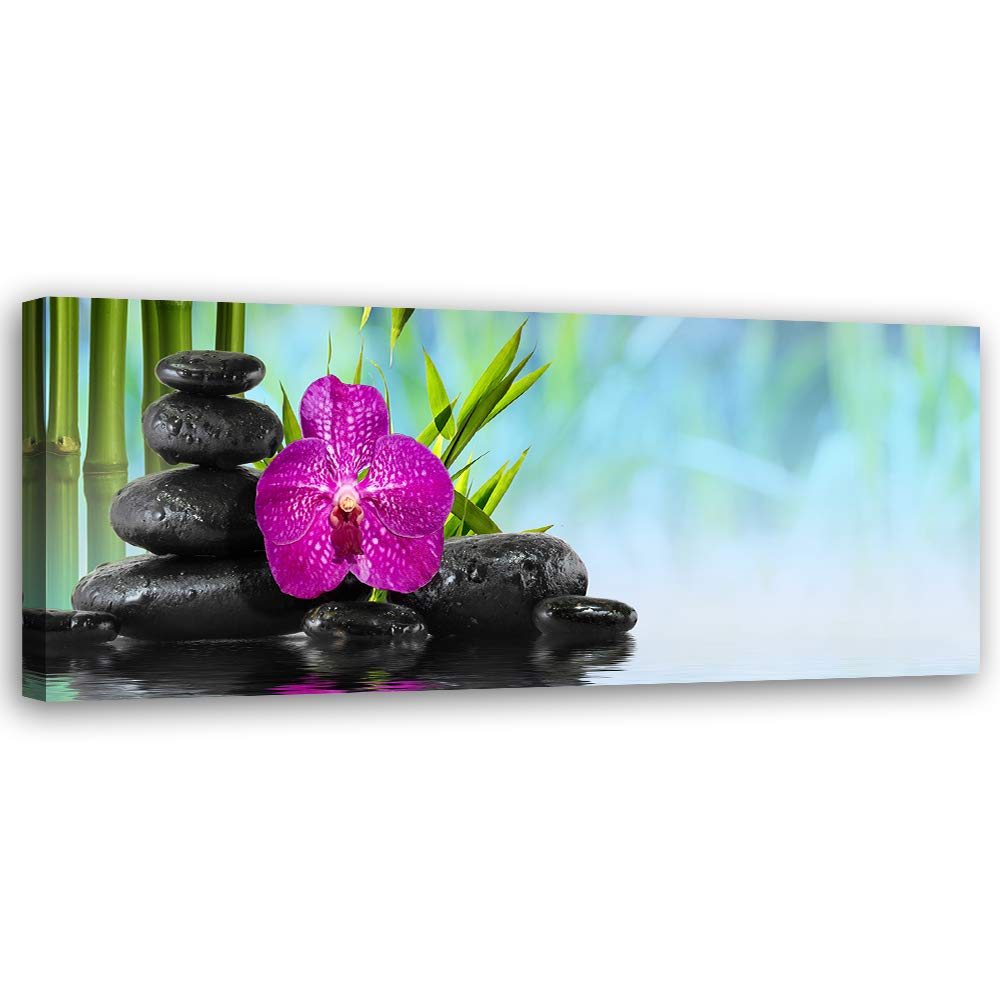 Leinwandbild XXL Steine Zen Wandbild Kunst Orchidee mehrfarbig 150x50 cm Leinwandbild 150x50 cm mehr