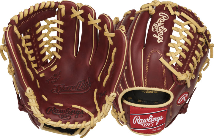 Rawlings Sandlot Baseball-Handschuh-Serie Rechte Hand Wurf Infield / Krug 29,8 cm – Trapeznetz – Bur