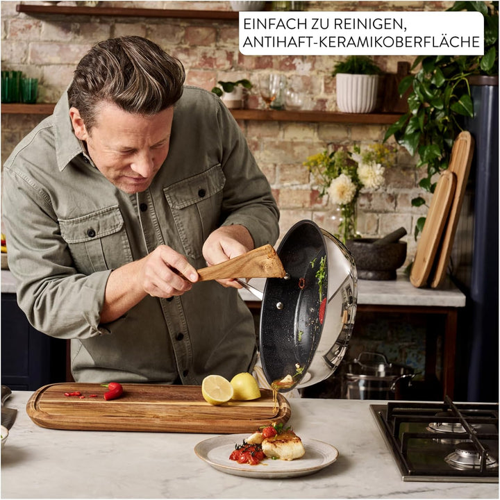 Jamie Oliver by Tefal Classic Cook Bratpfanne 24 cm, inkl. Pfannenschoner, antihaftbeschichtete Kera